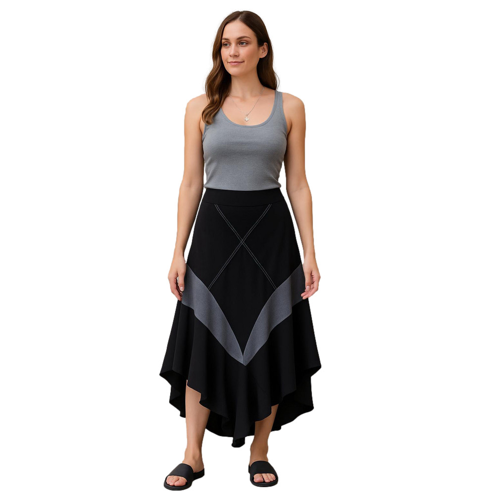 NWT❗️BALI Asymmetrical Maxi Skirt in Grey Black 🇨🇦 Size 16